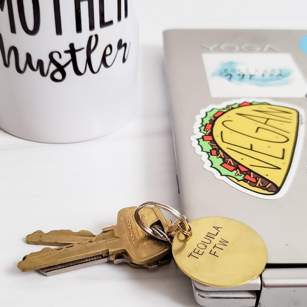 FRESH OUT of FUCKS Brass Keychain with Middle Finger Emoji