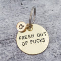 FRESH OUT of FUCKS Brass Keychain with Middle Finger Emoji