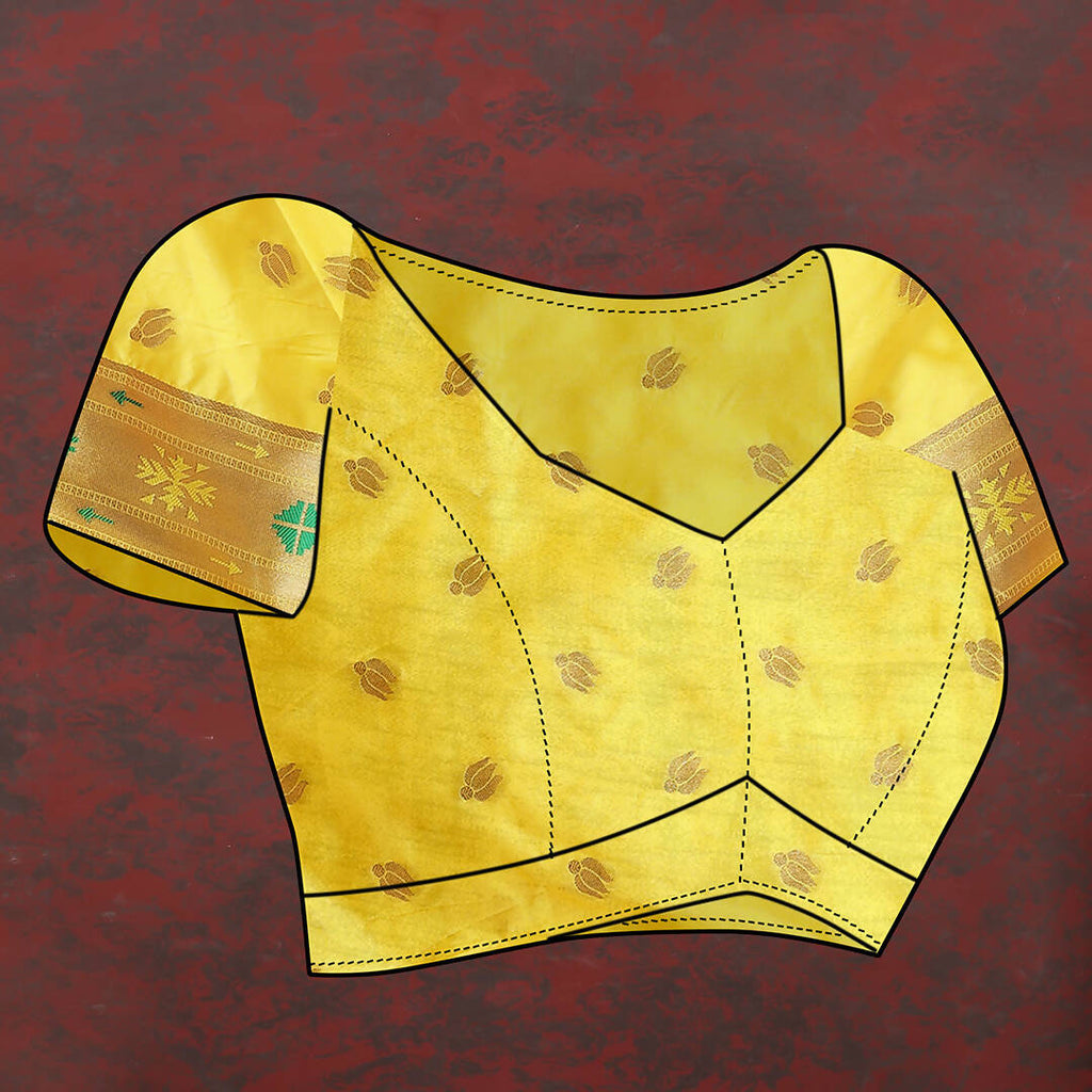 Lorenvalley Fashion Yellow Soft Paithani Silk Woven Design Gold Zari Meenakari Weaving Saree