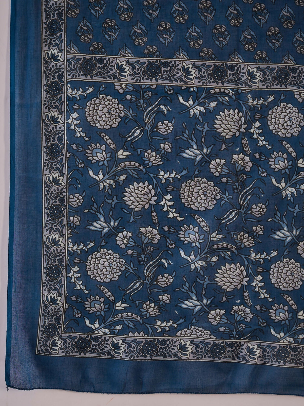 Women's Printed Blue Pure Cotton Kurta Set