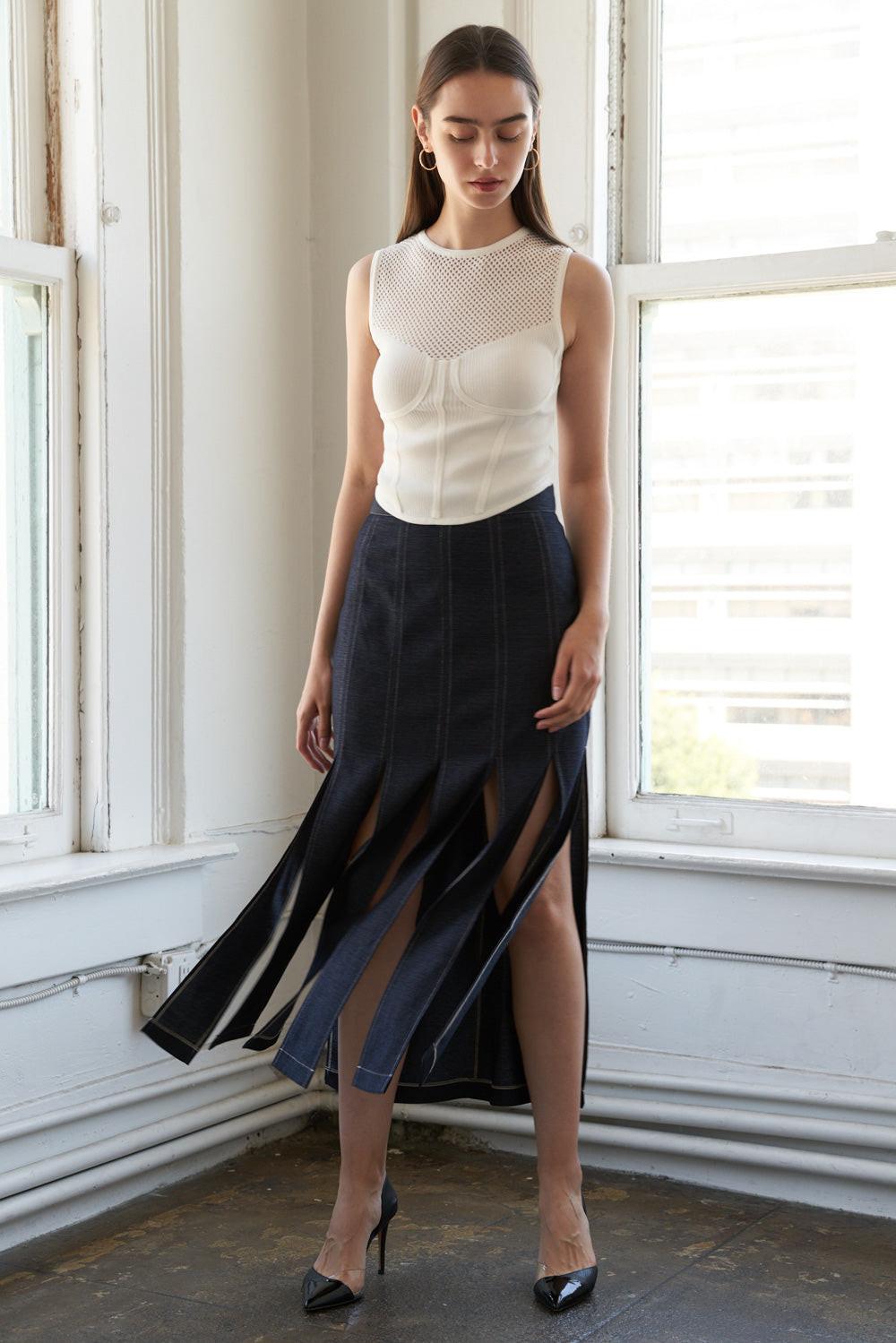 Ribbed Knit Corset Style Crop Top