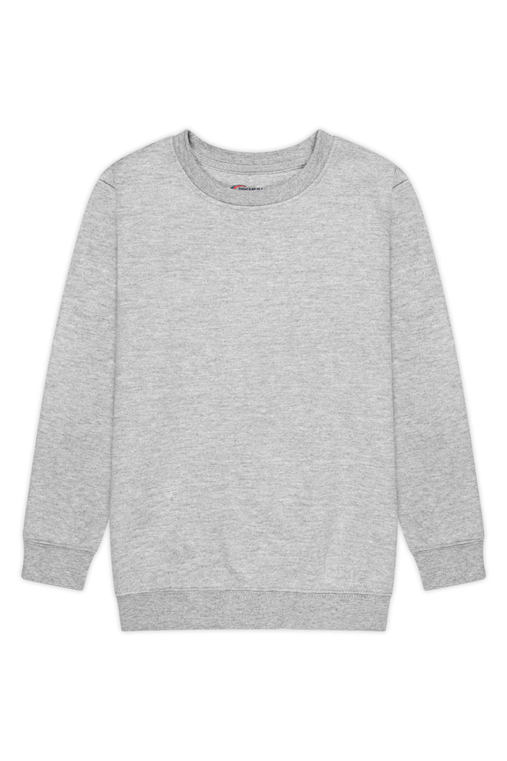 A comfortable youth crew neck sweatshirt ideal for school uniforms and active play.
