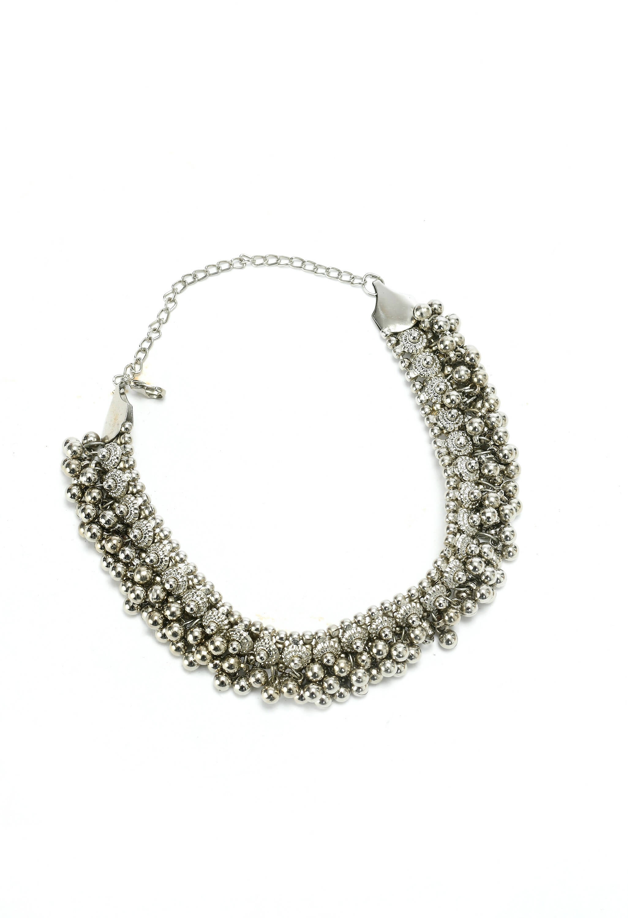 Silver-Plated Brass Ghungroo Work Choker Necklace for Women