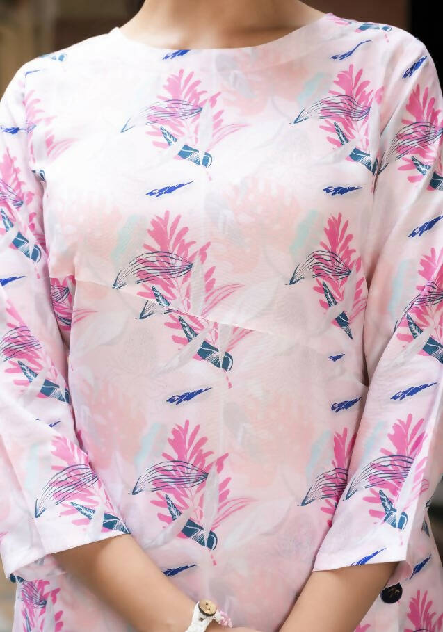 Light Pink Muslin Co-ord Set for Women with Digital Print