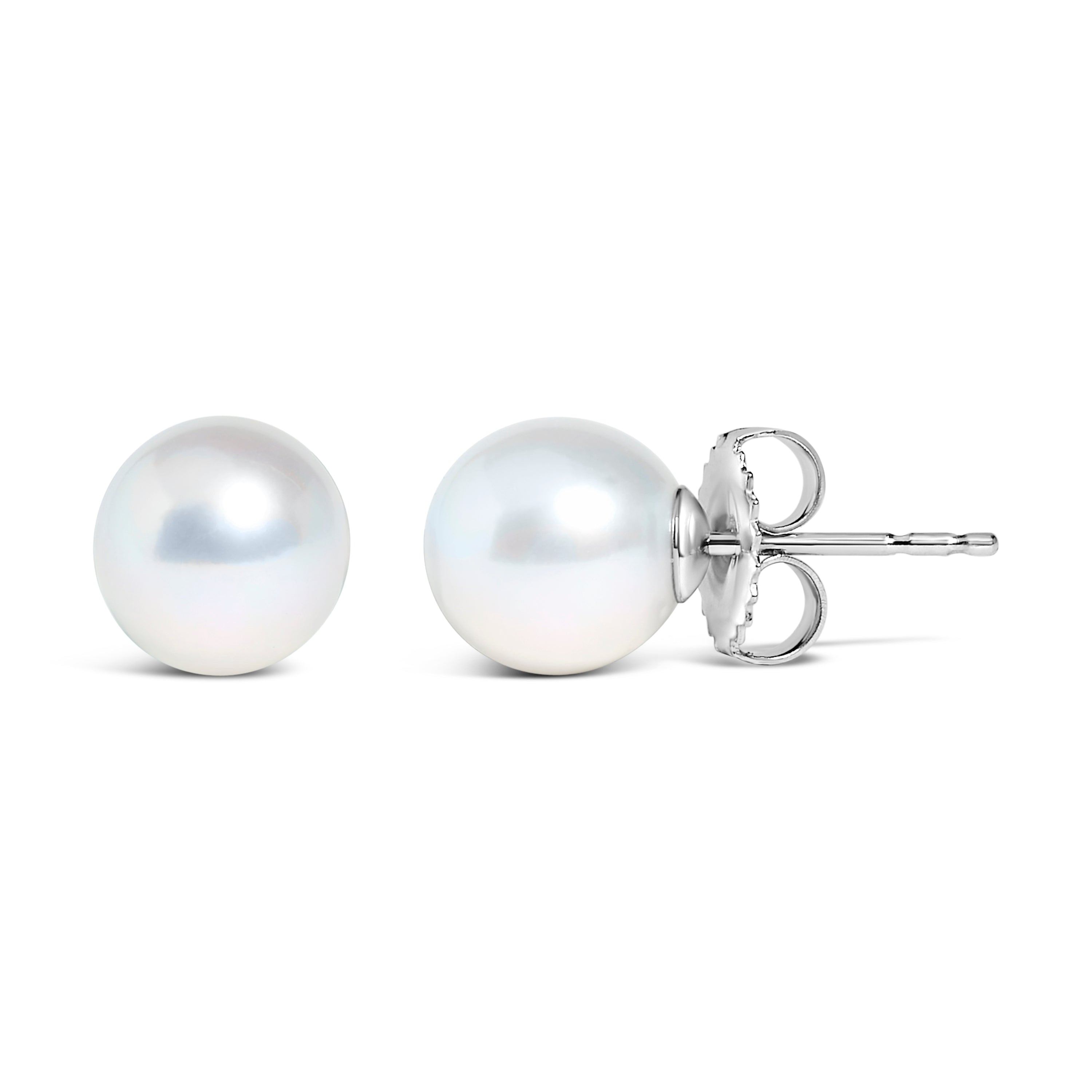 14k White Gold 5-5.5MM  Cultured Freshwater Pearl Solitaire Stud Earrings