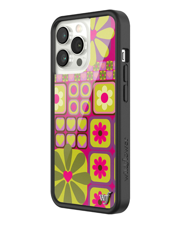 Flower Funk Retro Floral iPhone Case in Pink and Green - Image 2
