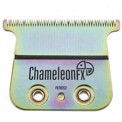 ChameleonFX Deep-Tooth T-blade with iridescent rainbow finish and gold undertones for professional trimmers.