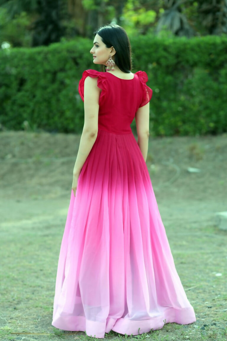 Pink Sequins Embroidered Faux Blooming Anarkali Dress