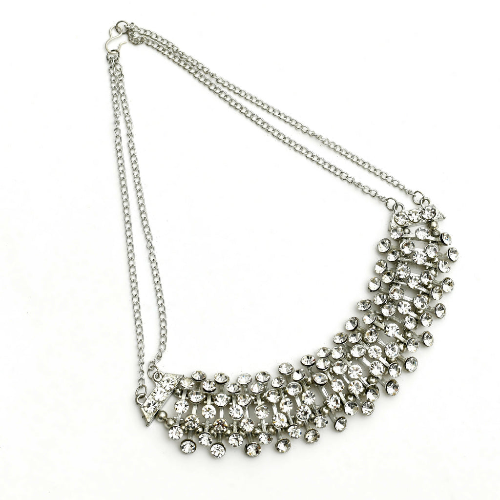 Silver-plated Kundan choker necklace with brass finish for weddings