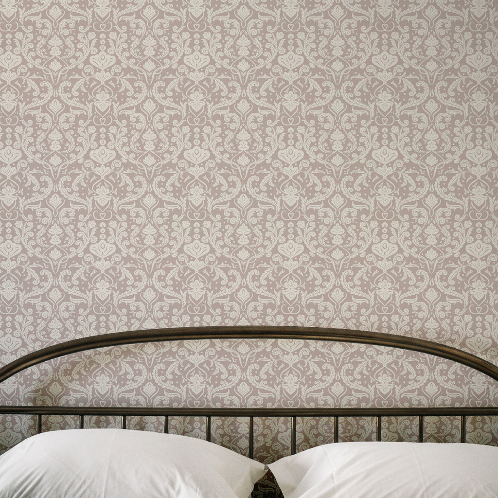 Estelle patterned removable wallpaper on an interior accent wall