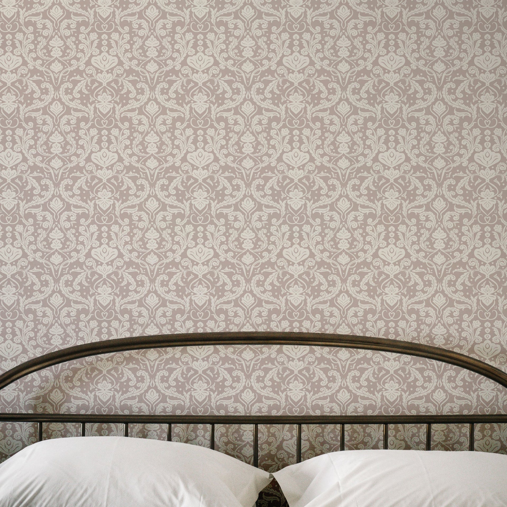 Estelle patterned removable wallpaper on an interior accent wall