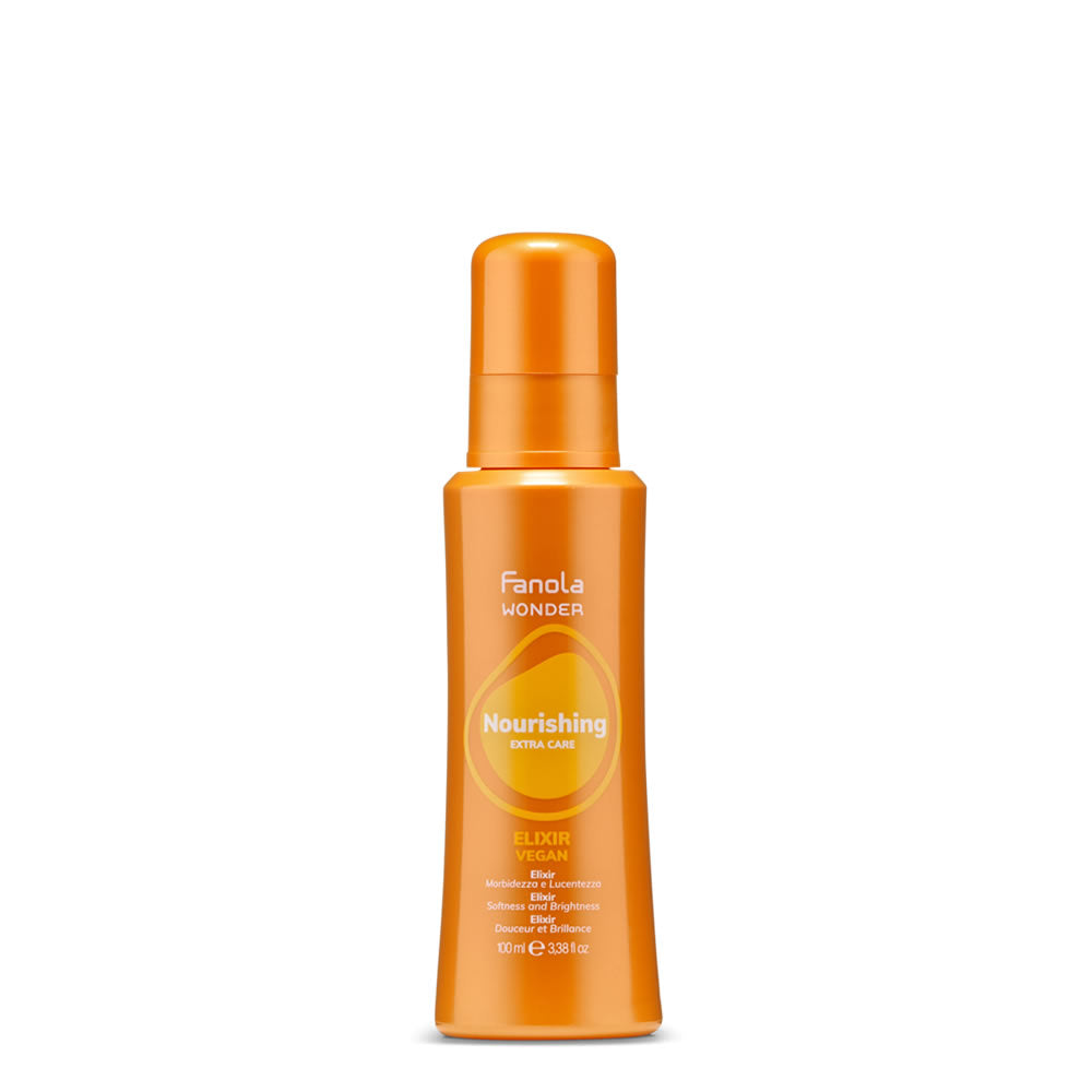 Fanola Wonder Nourishing Elixir bottle, 100ml vegan hair serum for frizzy hair