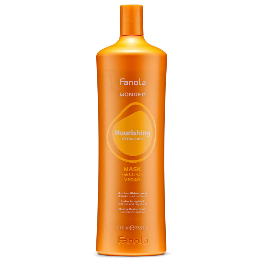 Fanola Wonder Nourishing Mask in an orange container, 1000ml professional hair care treatment