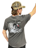Fans Up Nose Down turkey hunting graphic pocket t-shirt in charcoal grey