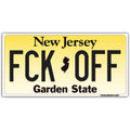 Yellow and black novelty FCK OFF license plate style flexible magnet