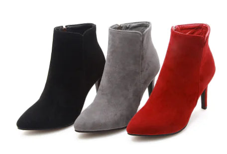 Women's Pointed Toe High Heel Ankle Boots Slim Stiletto - Image 19