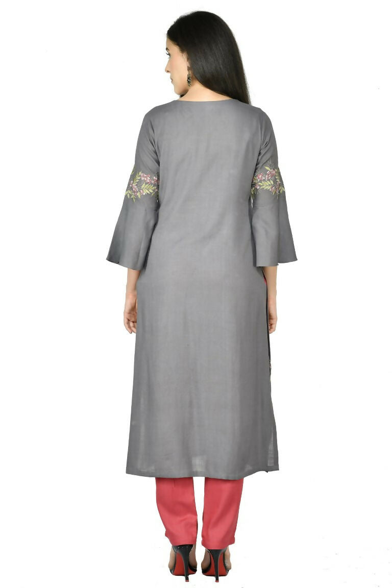 Grey Cotton Rayon Kurta Set - Comfortable 2-Piece Ethnic Wear