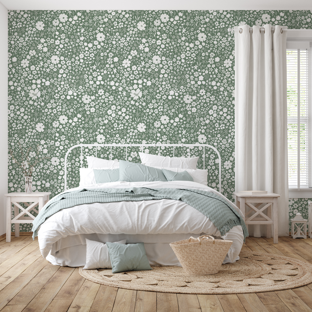 April Floral Removable Wallpaper - Pink, Terracotta & Green