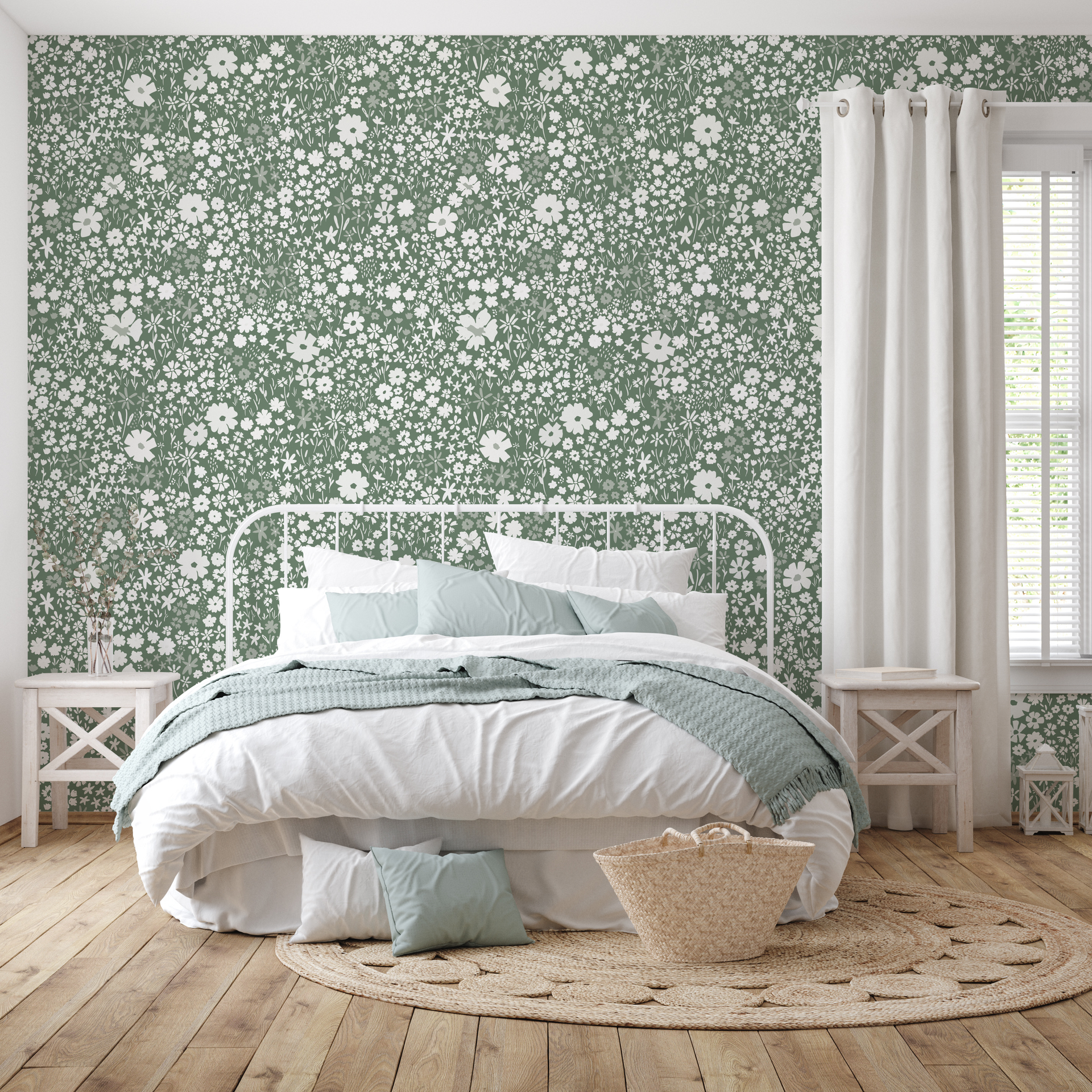 April Floral Removable Wallpaper - Pink, Terracotta & Green