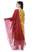 Maroon Kota Cotton dupatta featuring intricate buta work designs