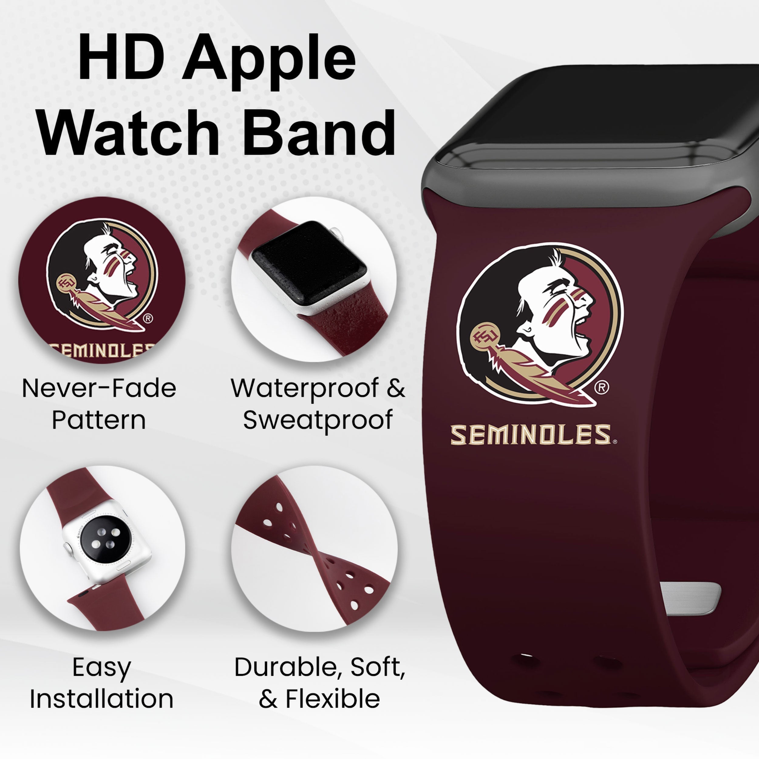 Florida State Seminoles HD Apple Watch Band