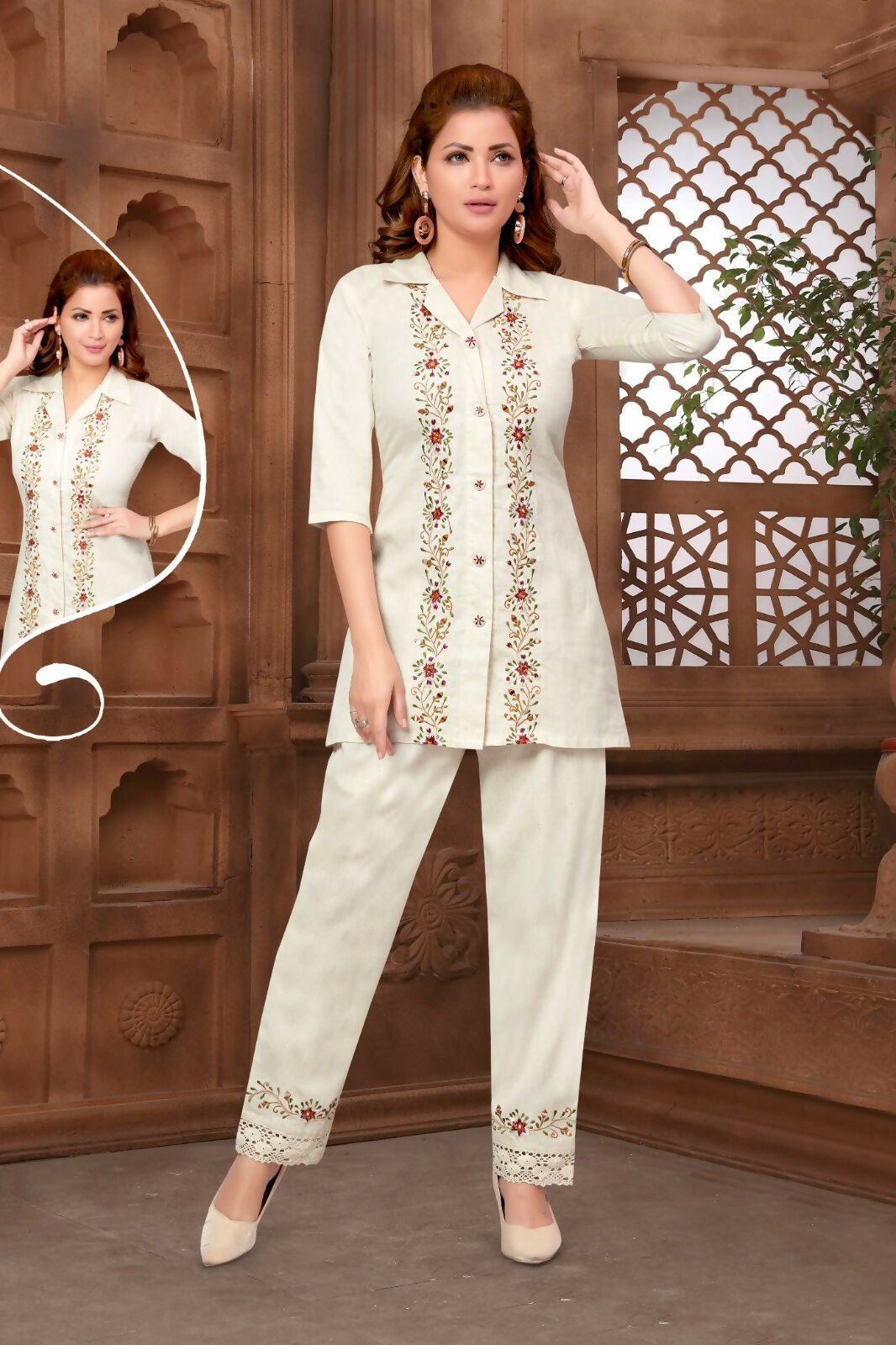 Casual Cotton Beige Kurta Set