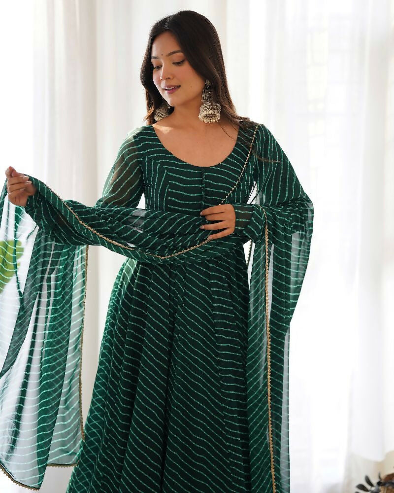 Green Georgette Kurta Set with Sequin Embroidery Work