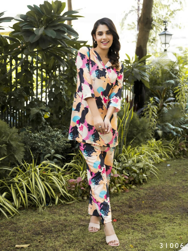 Multi Muslin Cotton Co-ord Set for Women - Manya Digital Print