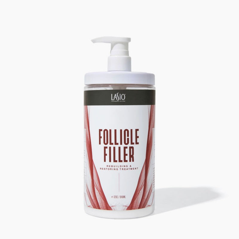 32oz bottle of Lasio Follicle Filler Mask for hair restoration.