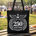 Patriotic America 250 Years Strong Eagle tote bag with 1776-2026 design