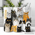 Personalized 20oz stainless steel cat rescue tumbler with lid and metal straw