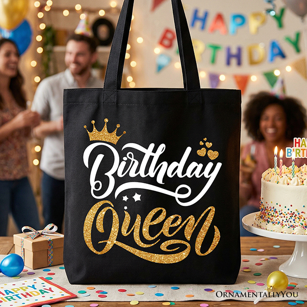 Glam Birthday Queen tote bag for party celebrations and stylish gifting