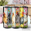 20oz personalized farm-themed tumbler with chicken and floral print and stainless steel straw