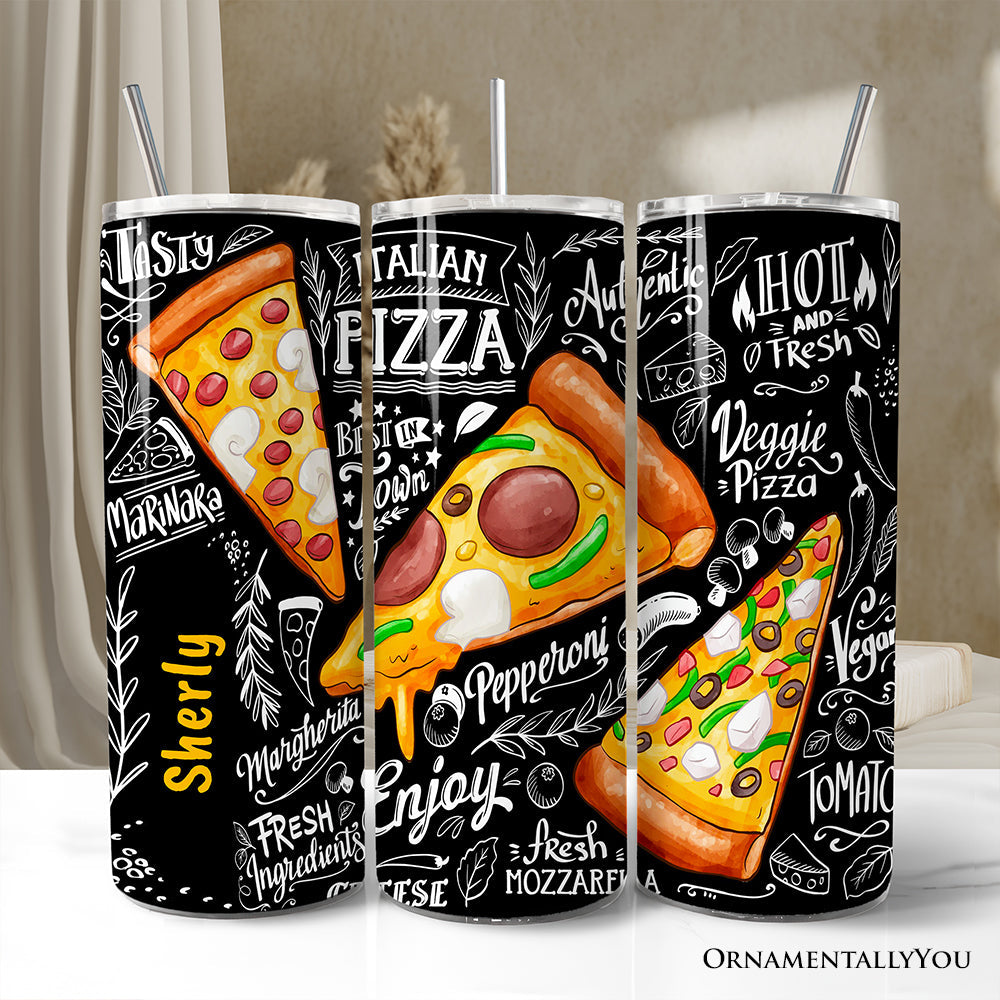 Pizza Slice Chalk Art 20oz Stainless Steel Travel Tumbler Cup