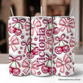 Coquette cherry and bow print 20oz tumbler with stainless straw