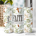 20oz Faith Matthew 17:20 personalized travel tumbler with lid and stainless steel straw