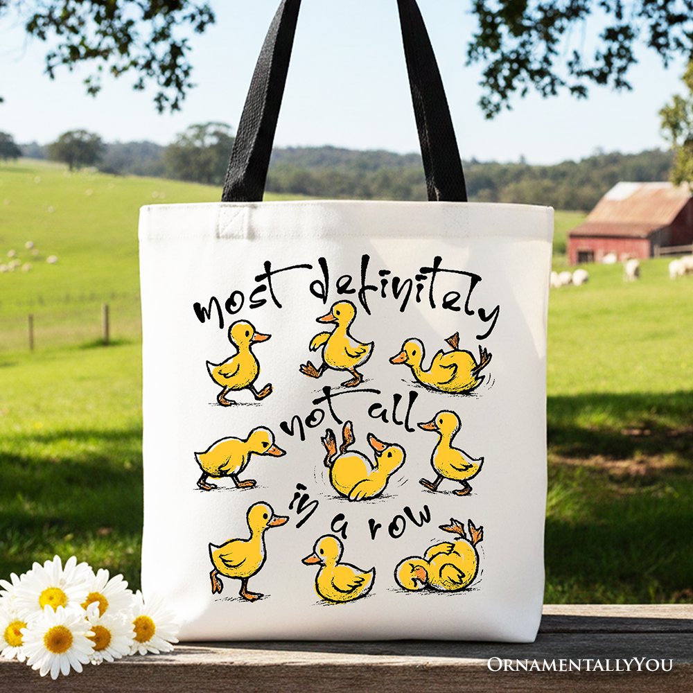 An off-white canvas tote bag with a sarcastic funny duck design, perfect for daily shopping and office use.