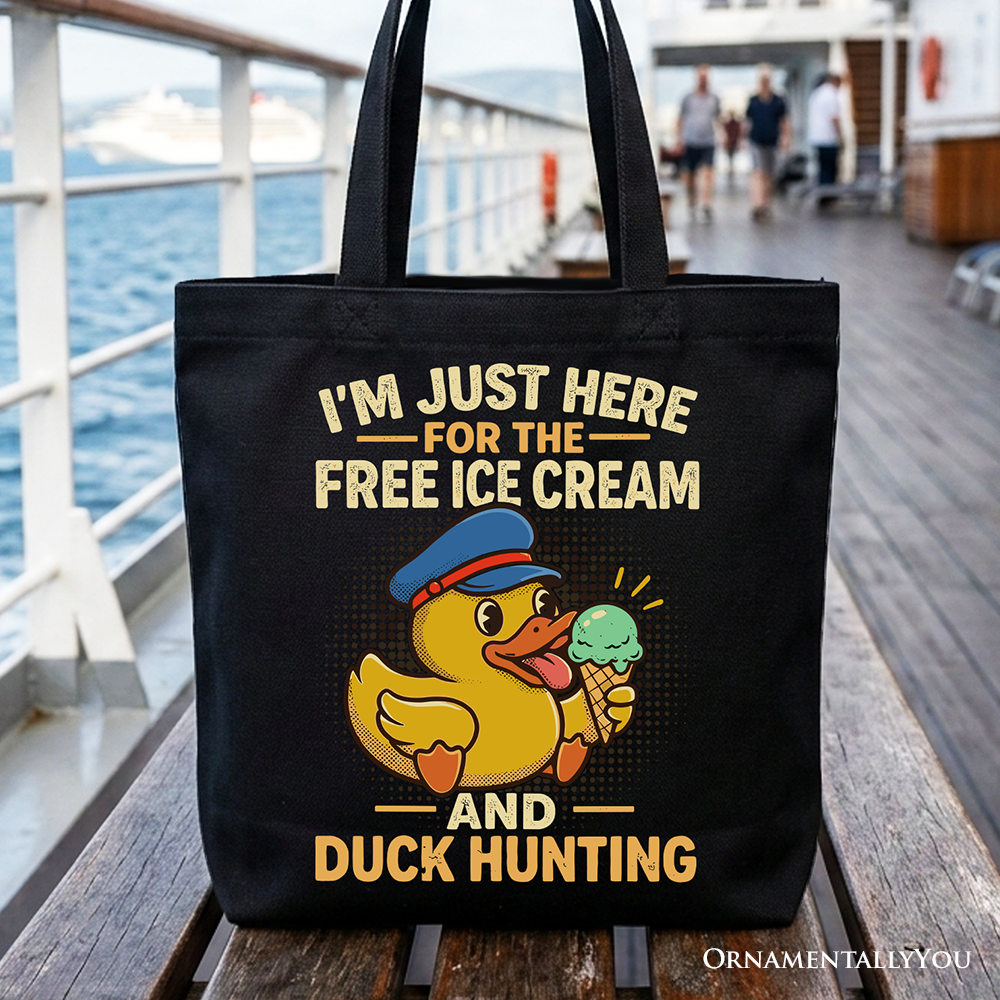 Funny resin duck print tote bag, perfect as a cruise vacation gift shopper.