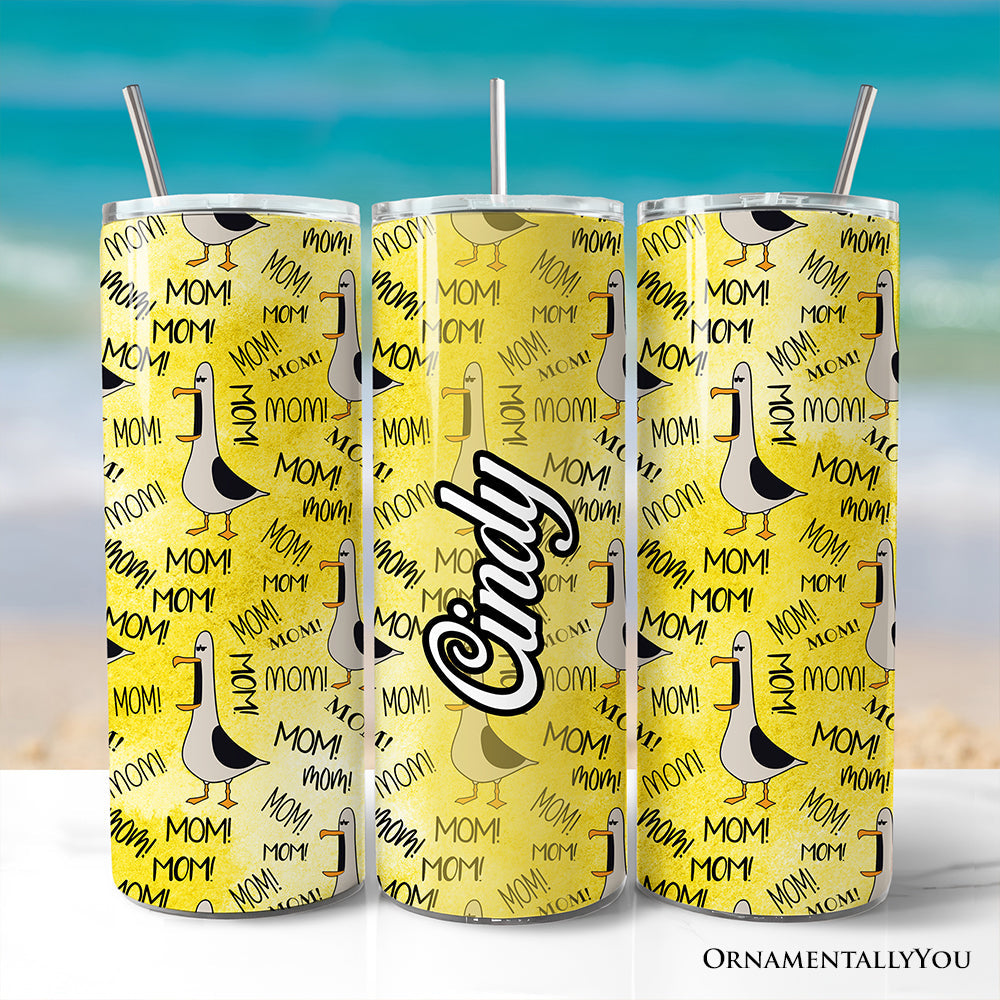 20oz funny seagull mom call pattern personalized stainless steel tumbler