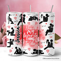 20oz white, red, and black personalized Valentine couple tumbler with stainless steel straw