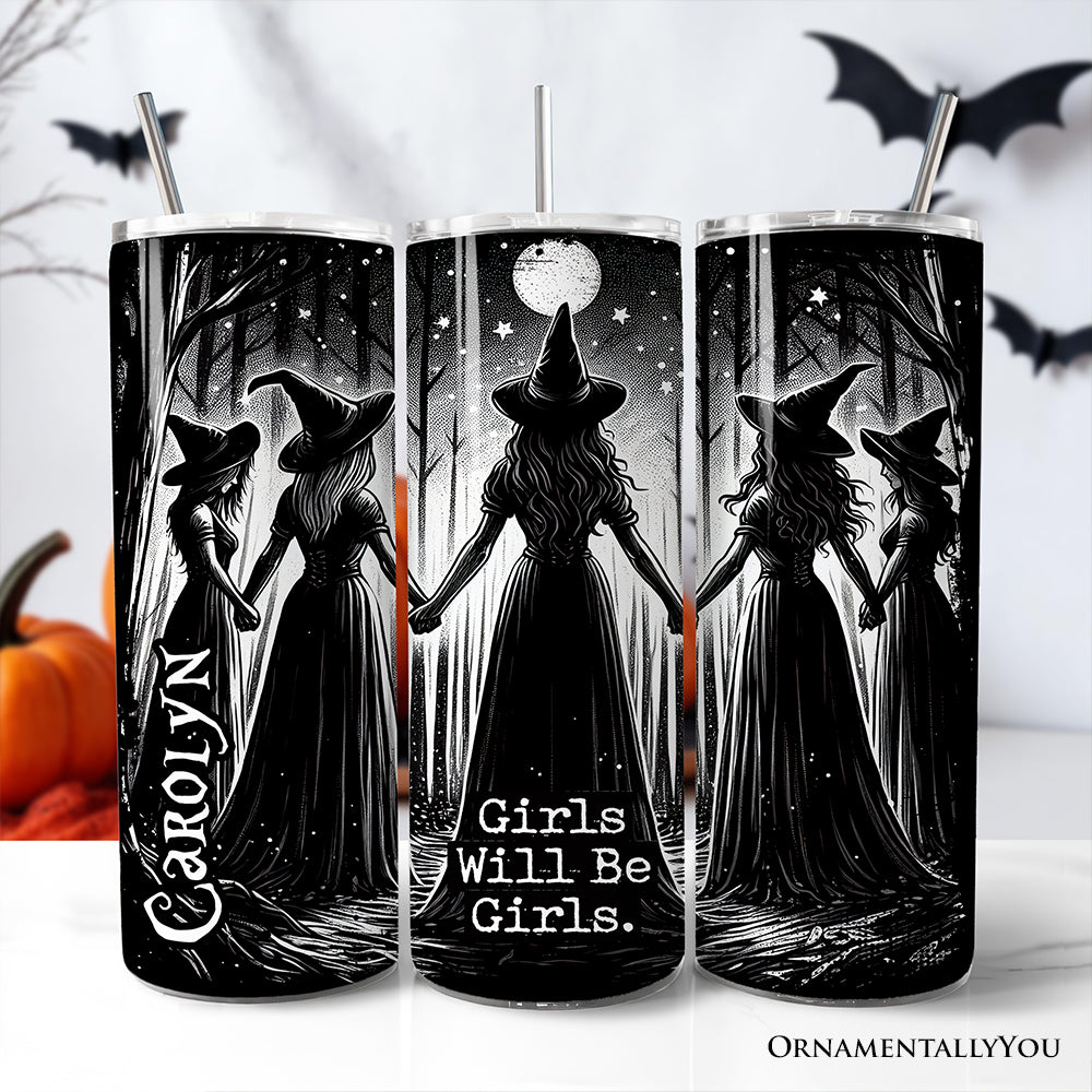 Personalized 20oz spooky witch coven travel tumbler with lid and stainless steel straw
