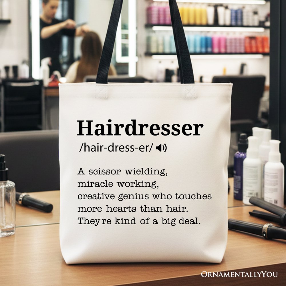 Hairdresser definition canvas tote bag for creative hair stylists
