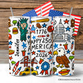 Happy 250 America Patriotic 20oz Stainless Steel Travel Tumbler