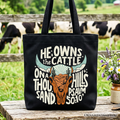 Cattle on a Thousand Hills Christian western faith themed tote bag