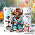 Highland cow theme 20oz stainless steel travel tumbler with lid and straw.