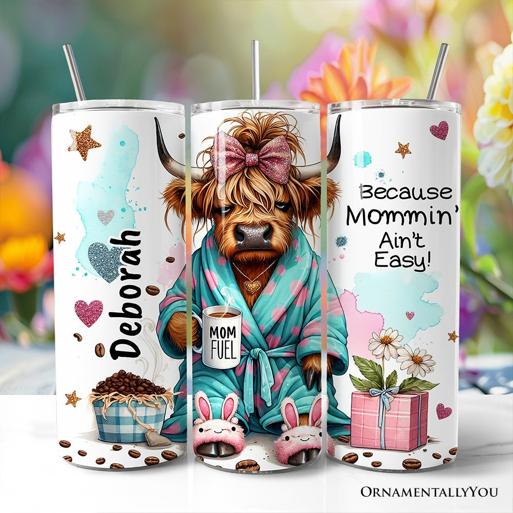 Highland cow theme 20oz stainless steel travel tumbler with lid and straw.