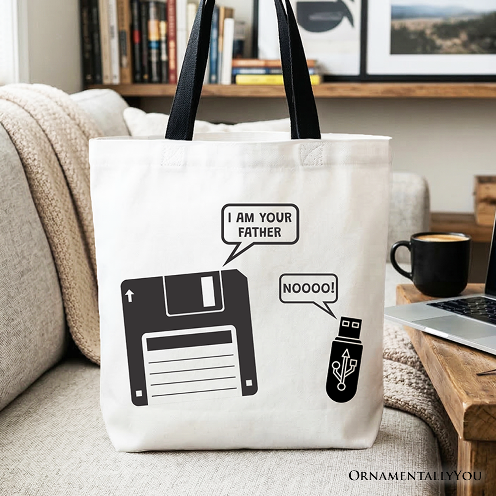 I Am Your Father Floppy Disk Tote Bag, Geek Culture Nerd Gift