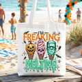 I'm Freaking Melting Frankenstein ice cream graphic tote bag for horror fans