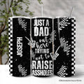 Just A Dad checkered lightning 20oz stainless steel travel mug with lid and straw