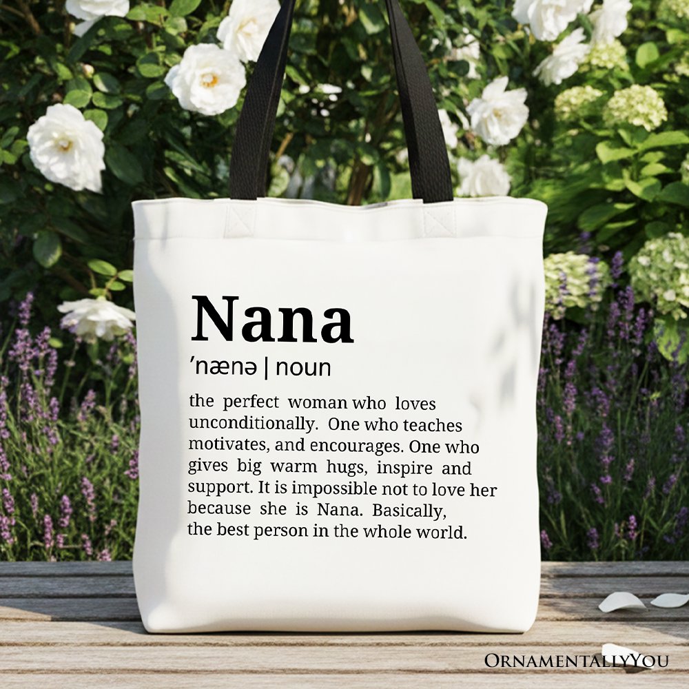 Nana Definition Canvas Tote Bag with funny text print, perfect gift for grandmothers